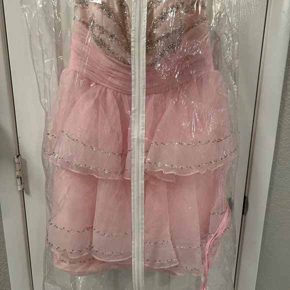 Party Dress. Strapless. Pageant dress. Pink with rhinestones and glitzy. - Picture 10 of 10